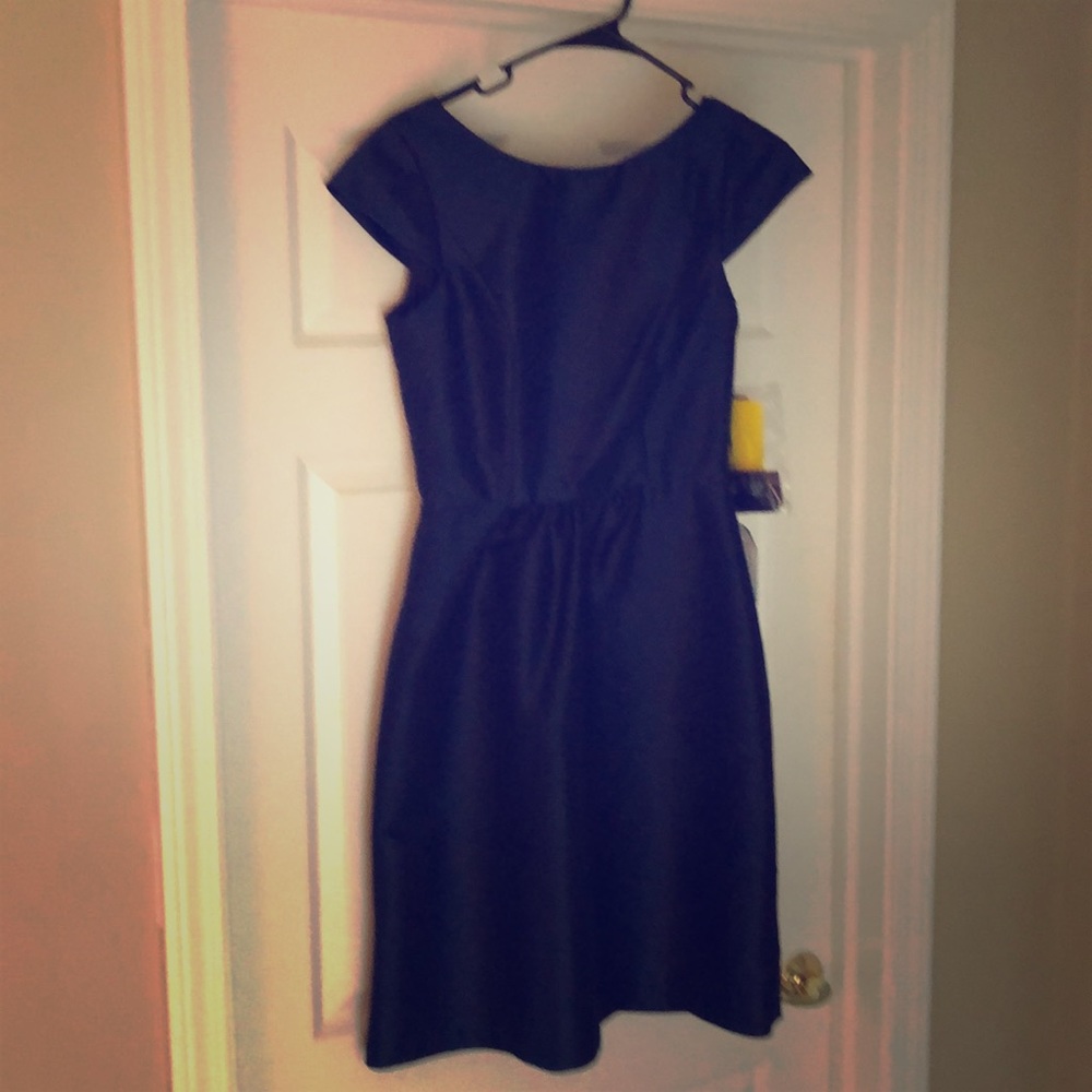 Alfred Sung navy, evening dress.